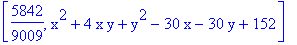 [5842/9009, x^2+4*x*y+y^2-30*x-30*y+152]